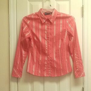 ⭐️5/$25 Relativity button up brick red w/gold stripes. M